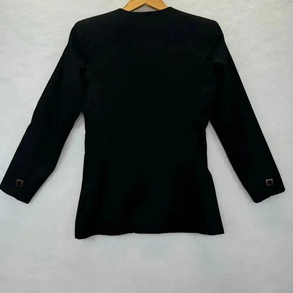 Vtg First Impressions Womens Black Double-Breasted Blazer Sz 2P Minimalist Chic - Picture 2 of 8